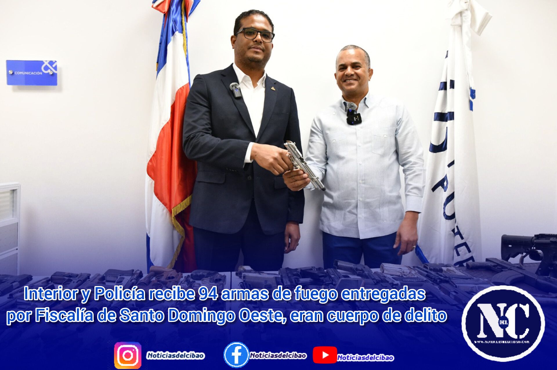 Interior y Policía recibe 94 armas de fuego entregadas por Fiscalía de Santo Domingo Oeste, eran cuerpo de delito