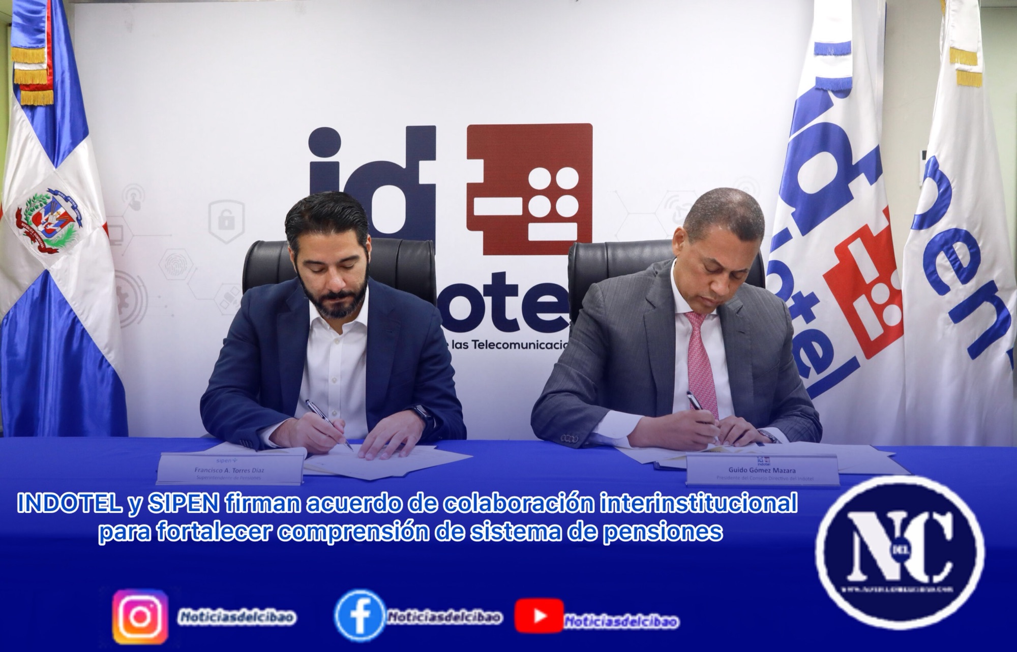 INDOTEL y SIPEN firman acuerdo de colaboración interinstitucional para fortalecer comprensión de sistema de pensiones