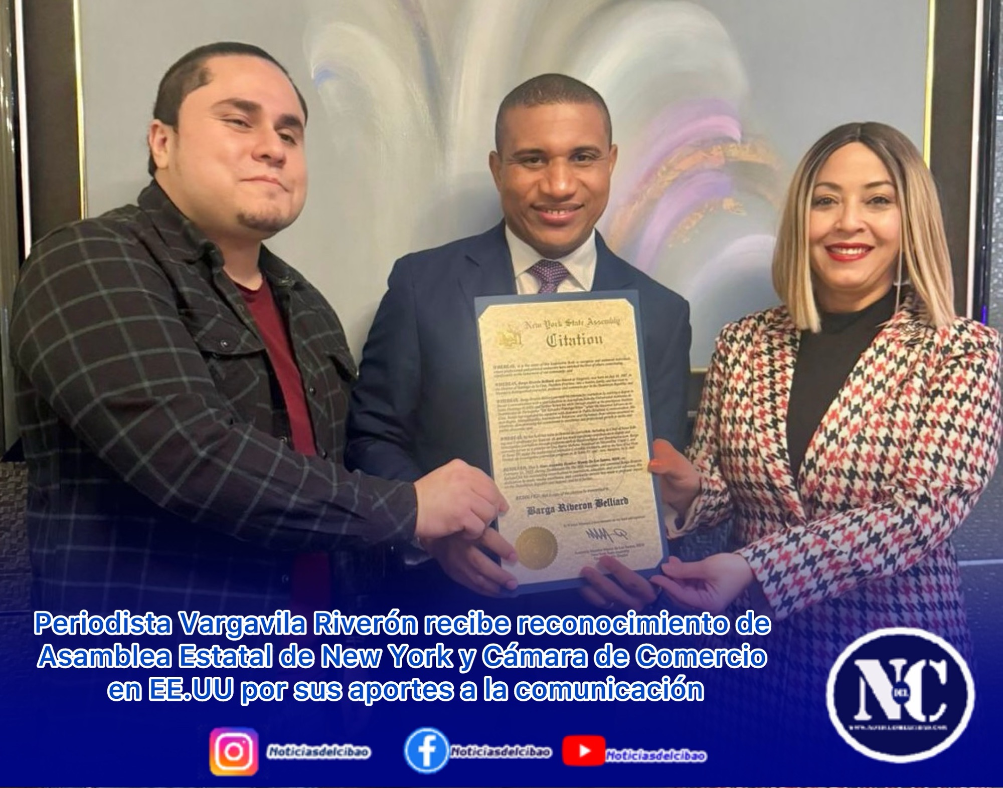 Periodista Vargavila Riverón recibe reconocimiento de Asamblea Estatal de New York y Cámara de Comercio en EE.UU por sus aportes a la comunicación