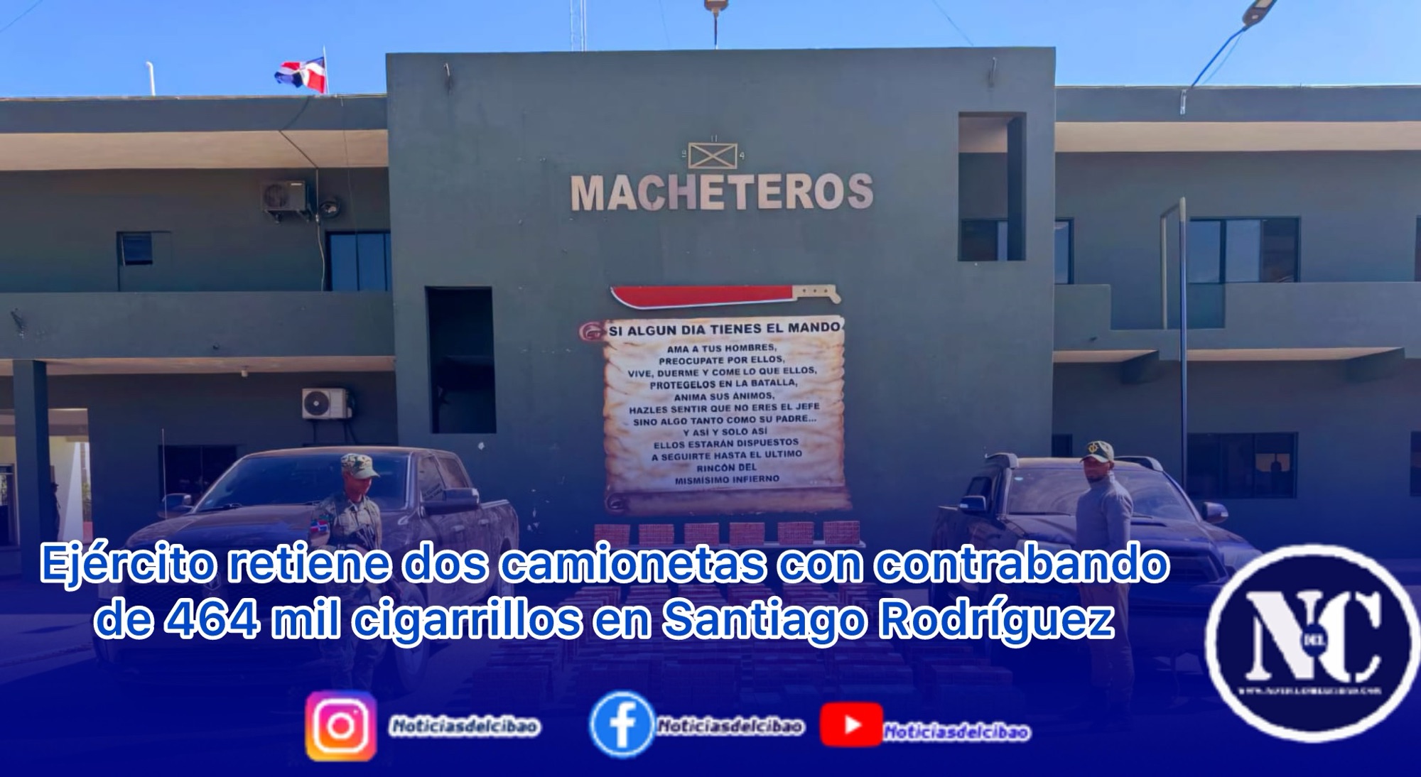 Ejército retiene dos camionetas con contrabando de 464 mil cigarrillos en Santiago Rodríguez