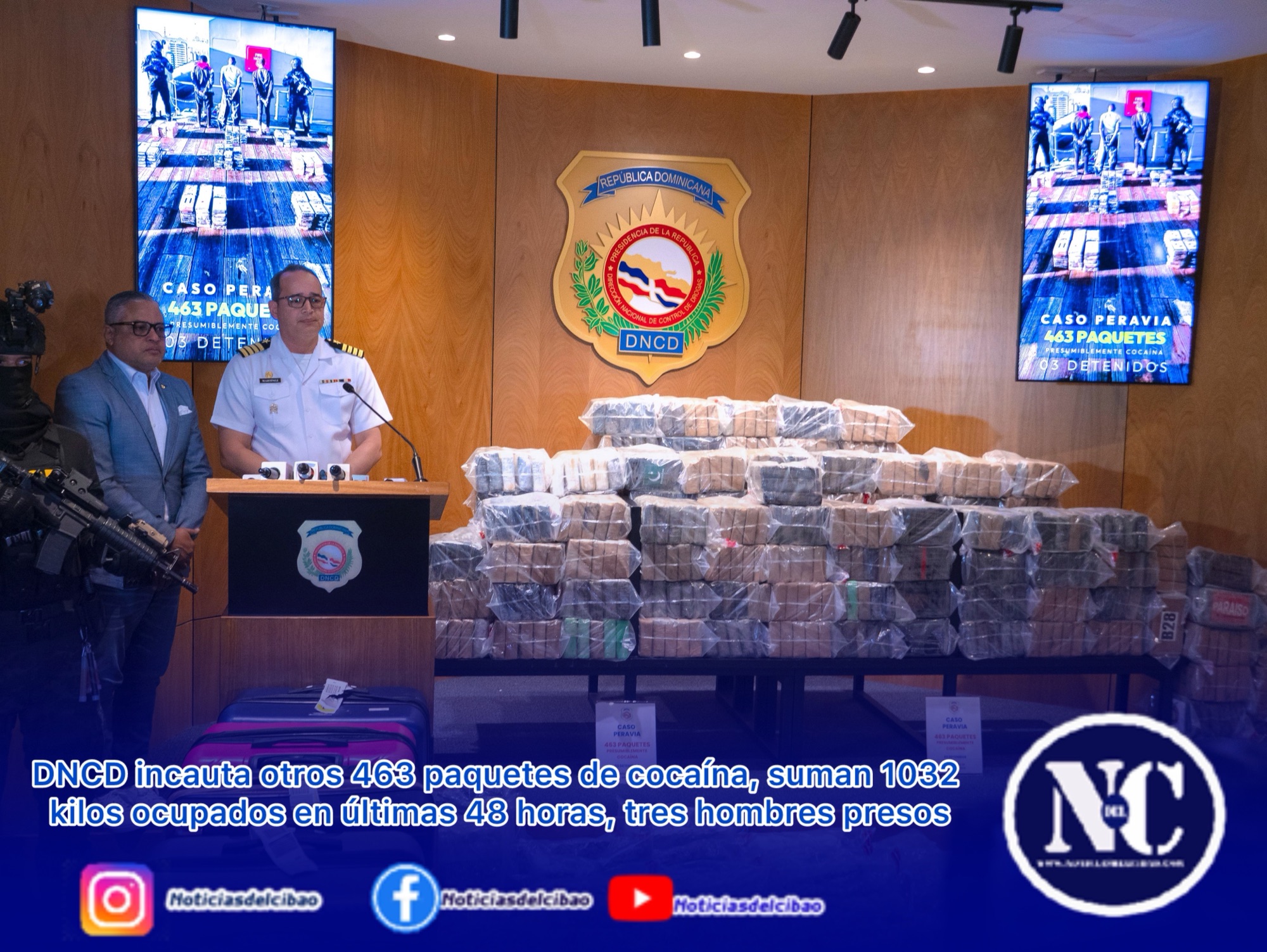 DNCD incauta otros 463 paquetes de cocaína, suman 1032 kilos ocupados en últimas 48 horas, tres hombres presos