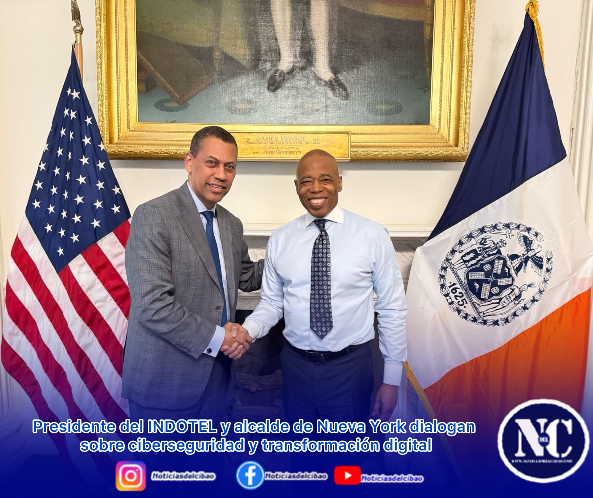 Presidente del INDOTEL y alcalde de Nueva York dialogan sobre ciberseguridad y transformación digital