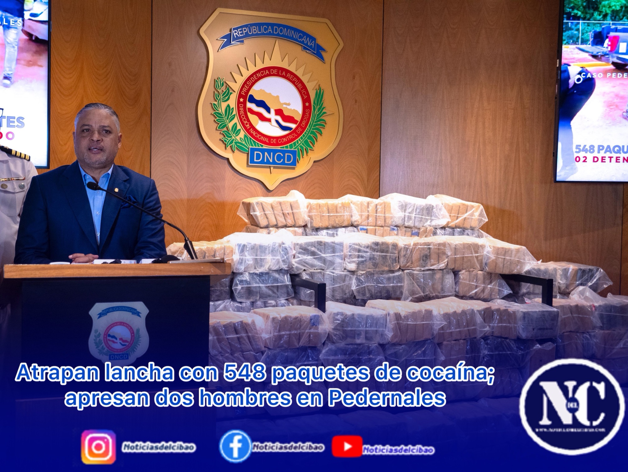 Atrapan lancha con 548 paquetes de cocaína; apresan dos hombres en Pedernales