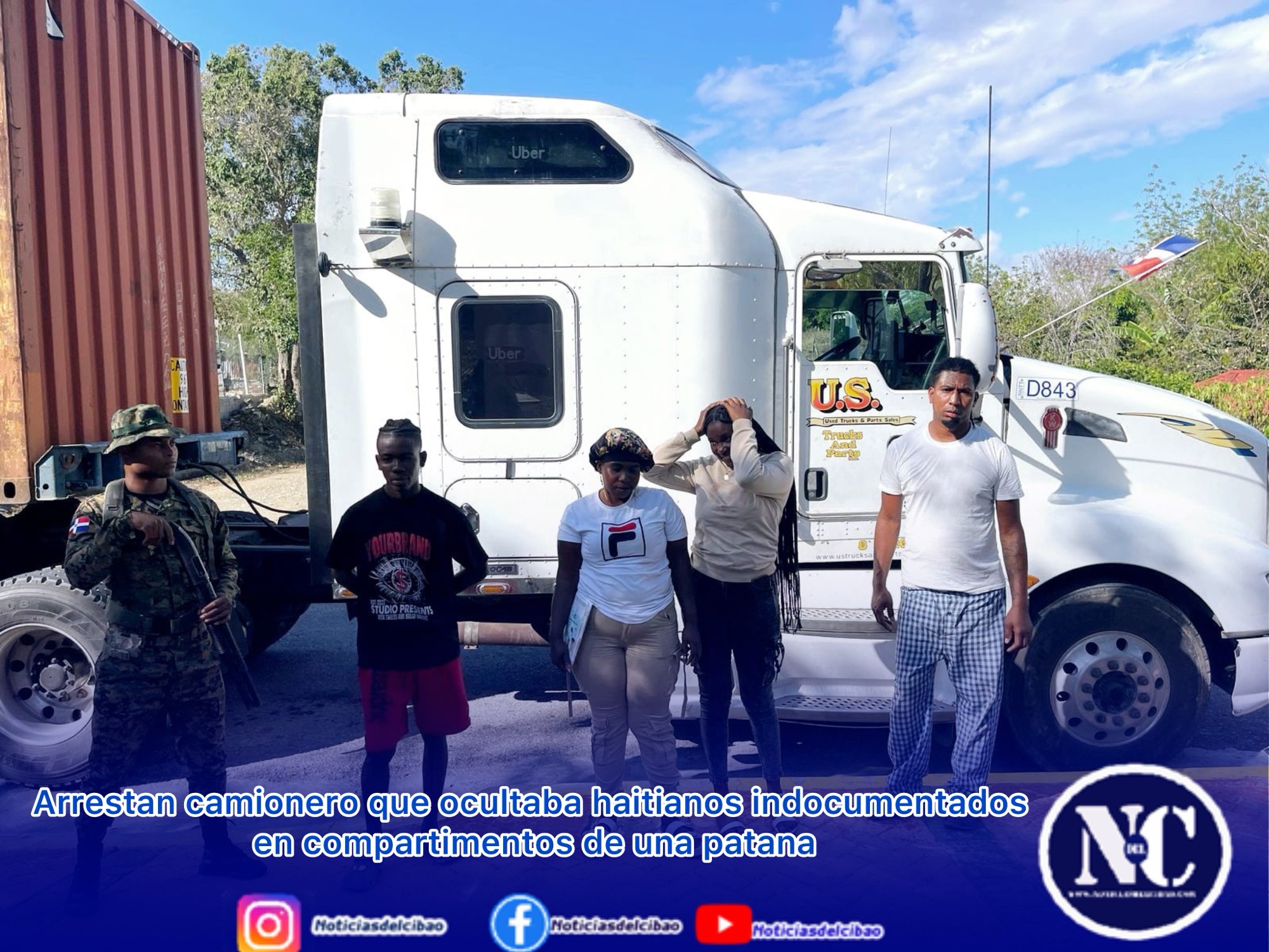 Arrestan camionero que ocultaba haitianos indocumentados en compartimentos de una patana