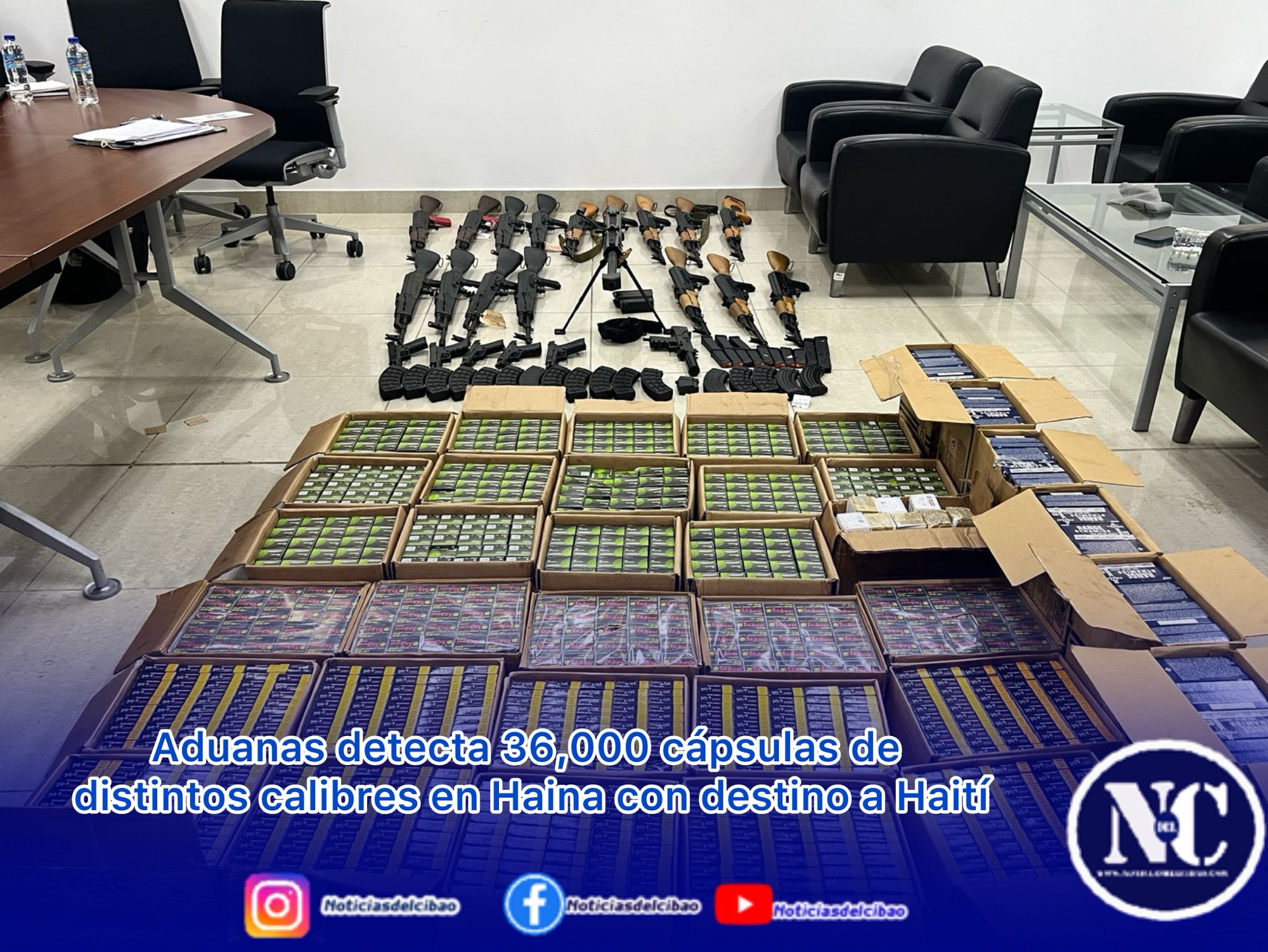 Aduanas detecta 36,000 cápsulas de distintos calibres en Haina con destino a Haití