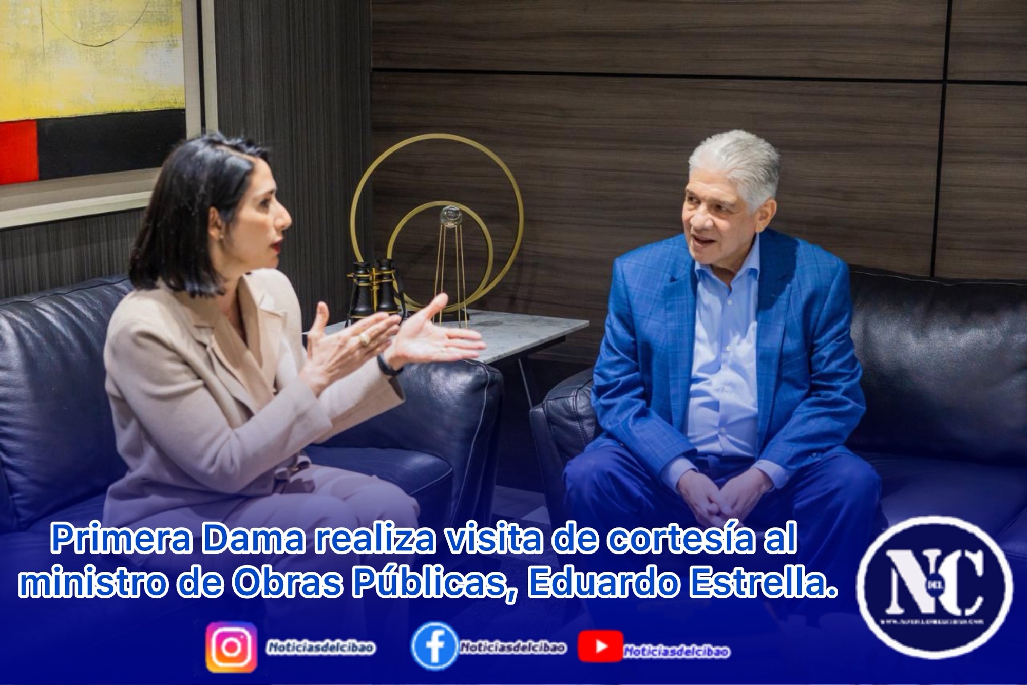 Primera Dama realiza visita de cortesía al ministro de Obras Públicas, Eduardo Estrella.