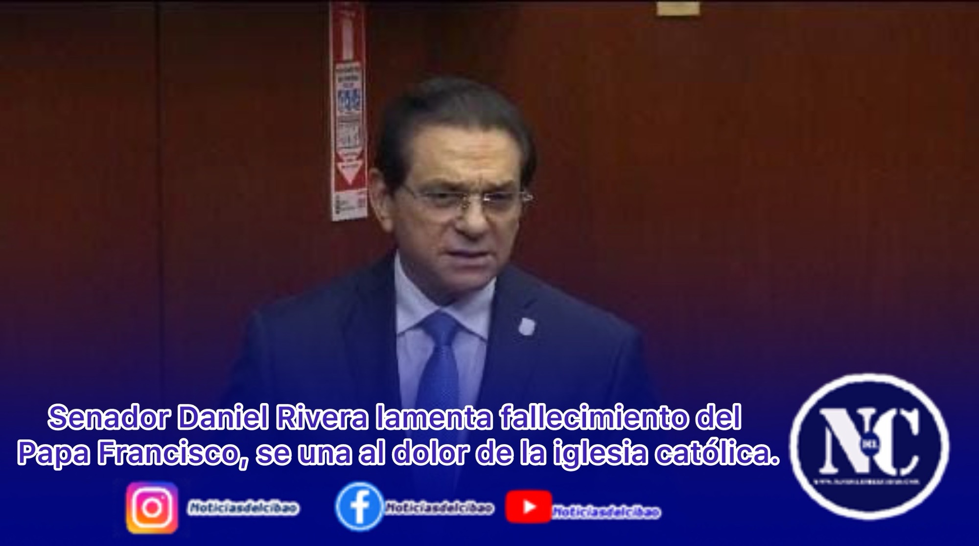 Senador Daniel Rivera lamenta fallecimiento del Papa Francisco, se una al dolor de la iglesia católica.