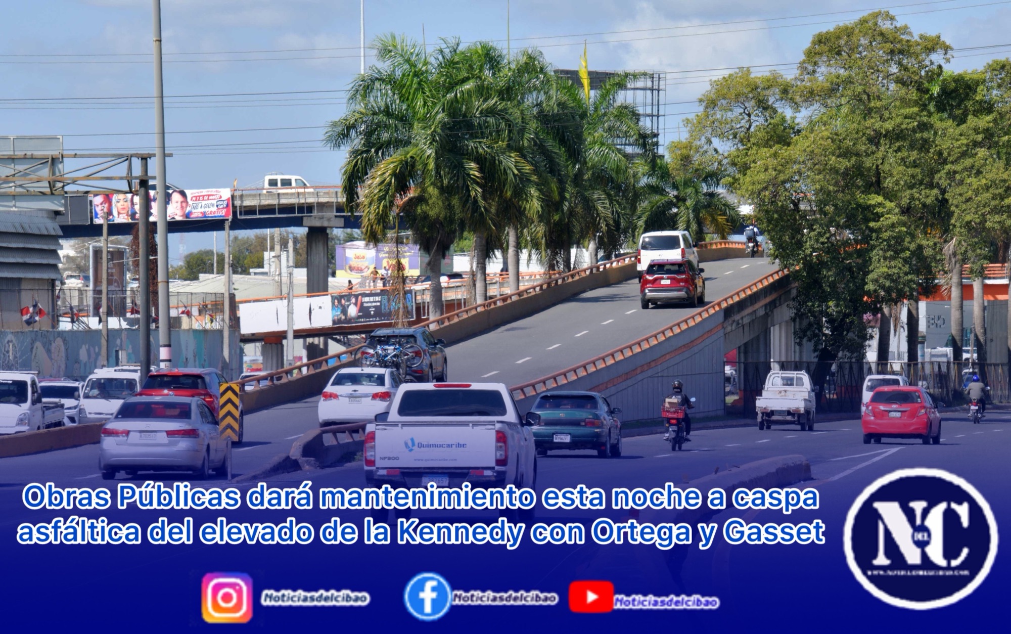 Obras Públicas dará mantenimiento esta noche a carpeta asfáltica del elevado de la Kennedy con Ortega y Gasset