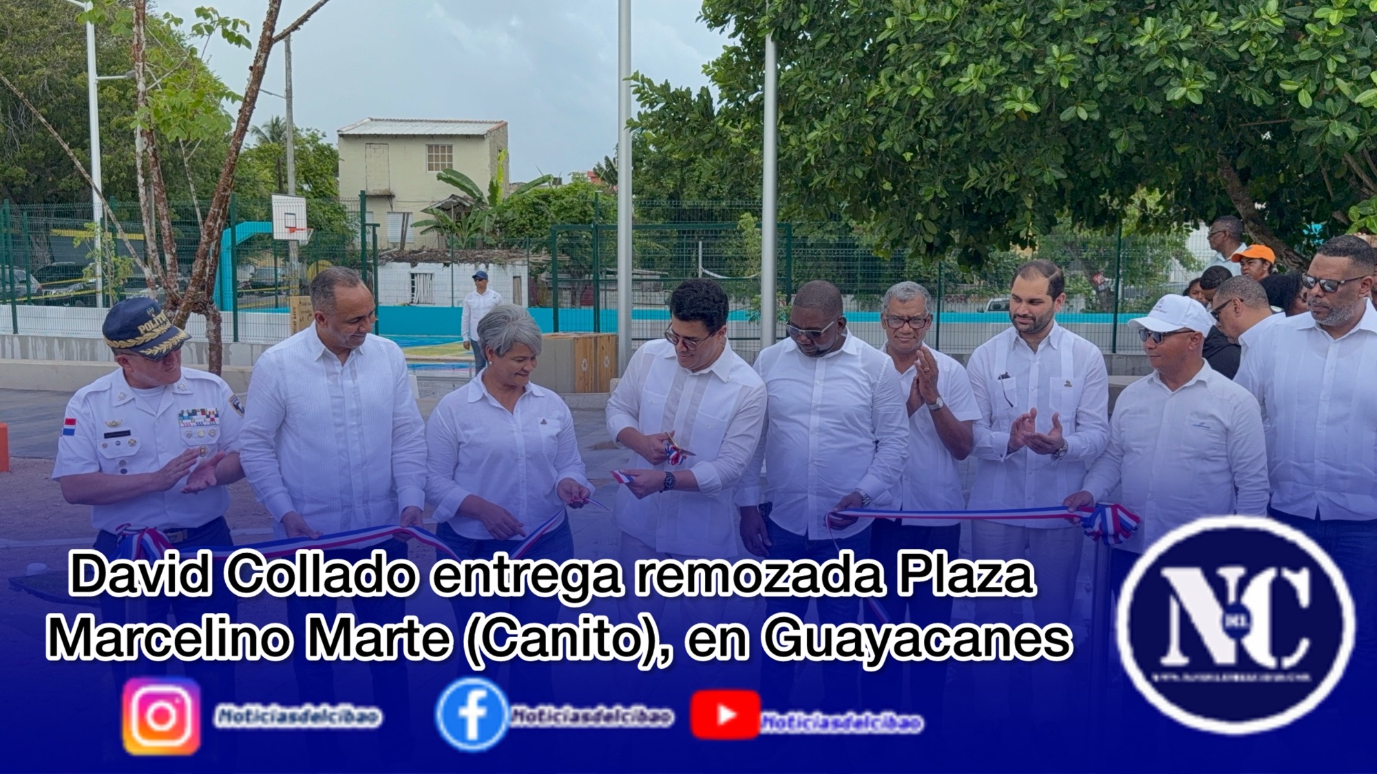 David Collado entrega remozada Plaza Marcelino Marte (Canito), en Guayacanes