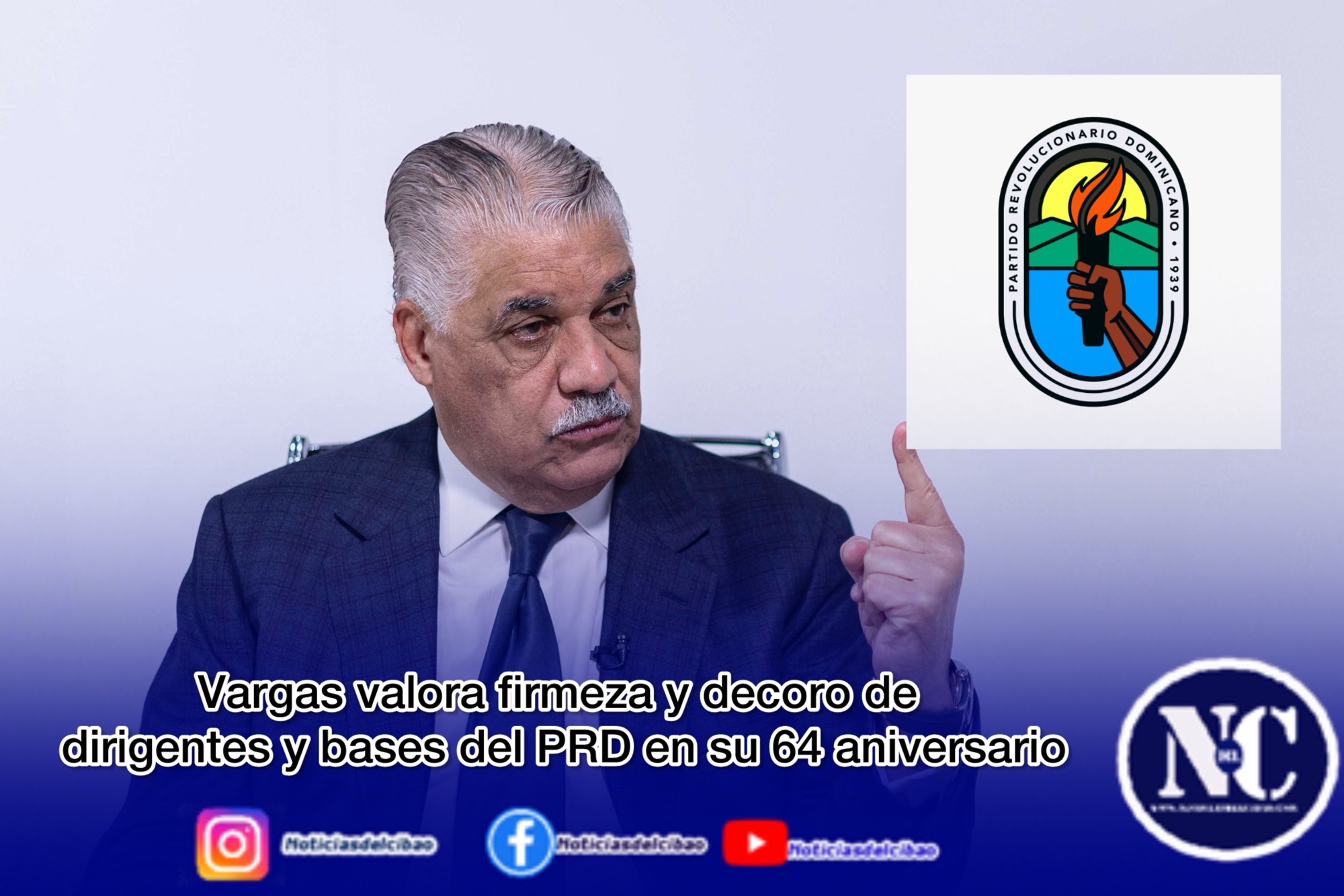 Vargas valora firmeza y decoro de dirigentes y bases del PRD en su 64 aniversario