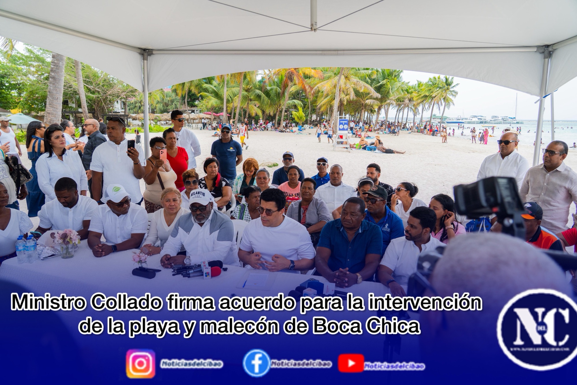 Ministro Collado firma acuerdo para la intervención de la playa y malecón de Boca Chica