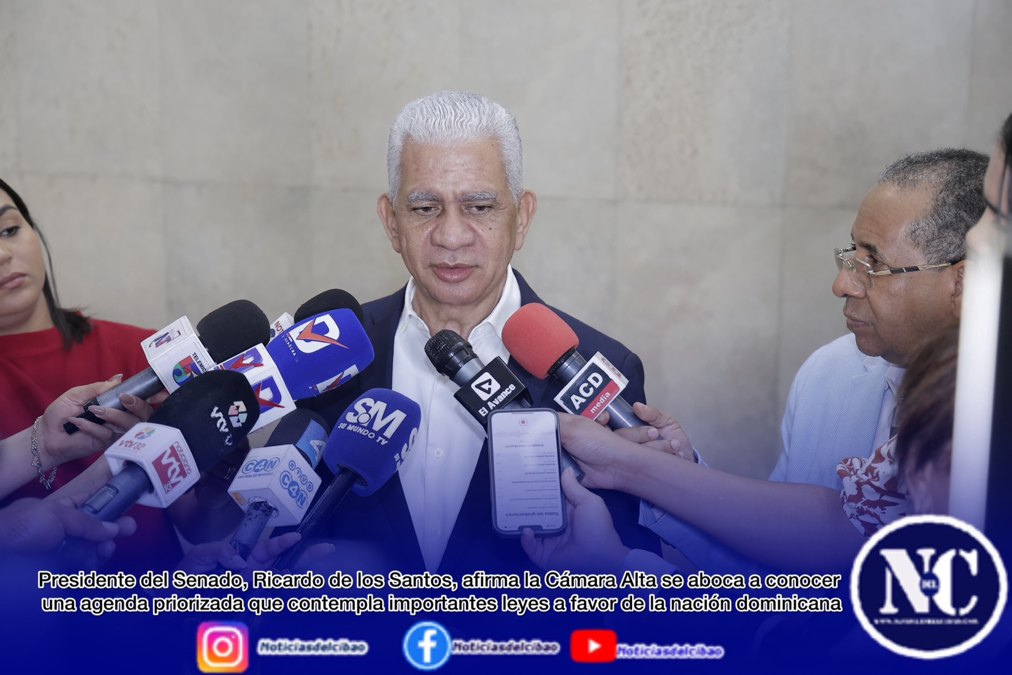 Presidente del Senado, Ricardo de los Santos, afirma la Cámara Alta se aboca a conocer una agenda priorizada que contempla importantes leyes a favor de la nación dominicana