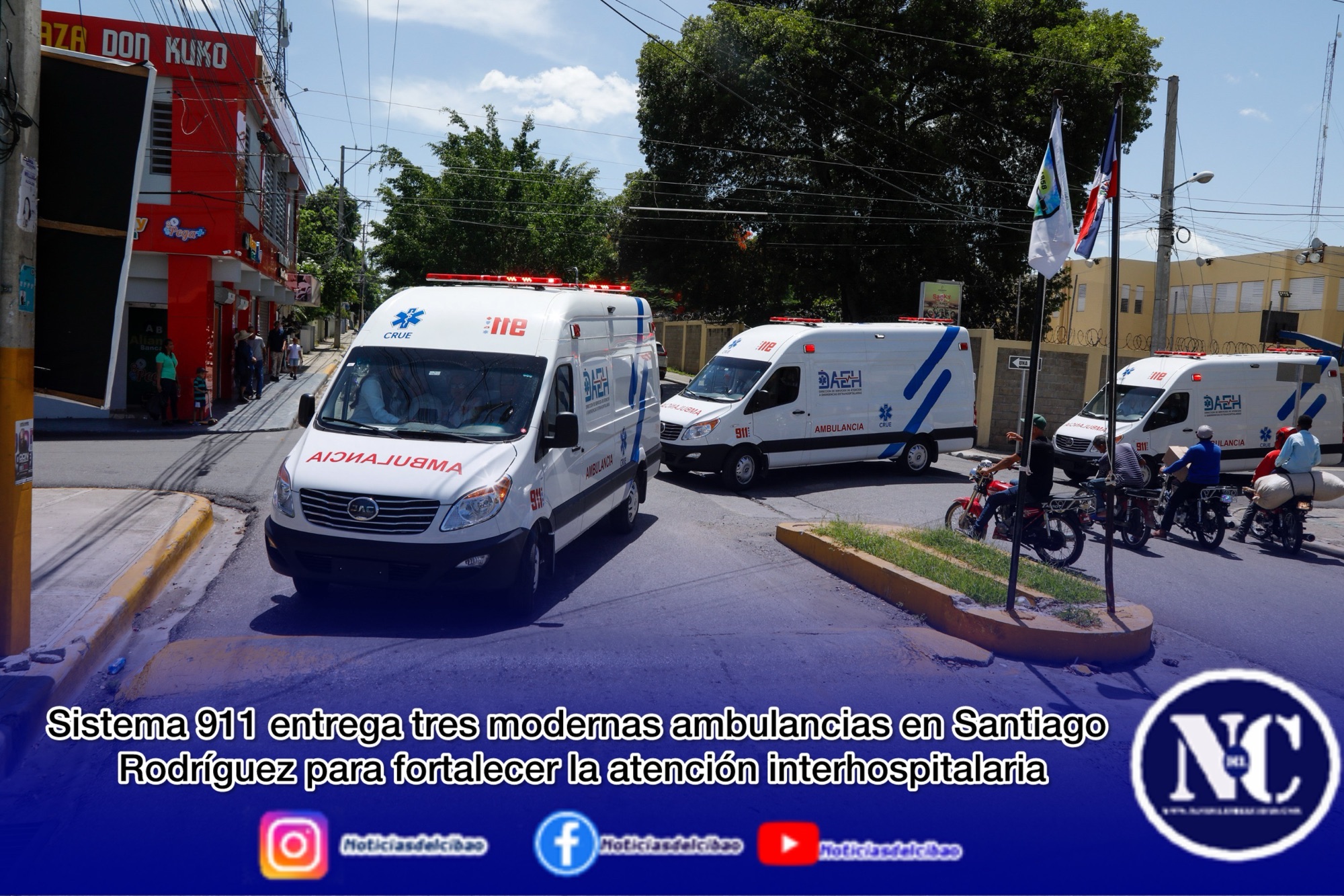 Sistema 911 entrega tres modernas ambulancias en Santiago Rodríguez para fortalecer la atención interhospitalaria