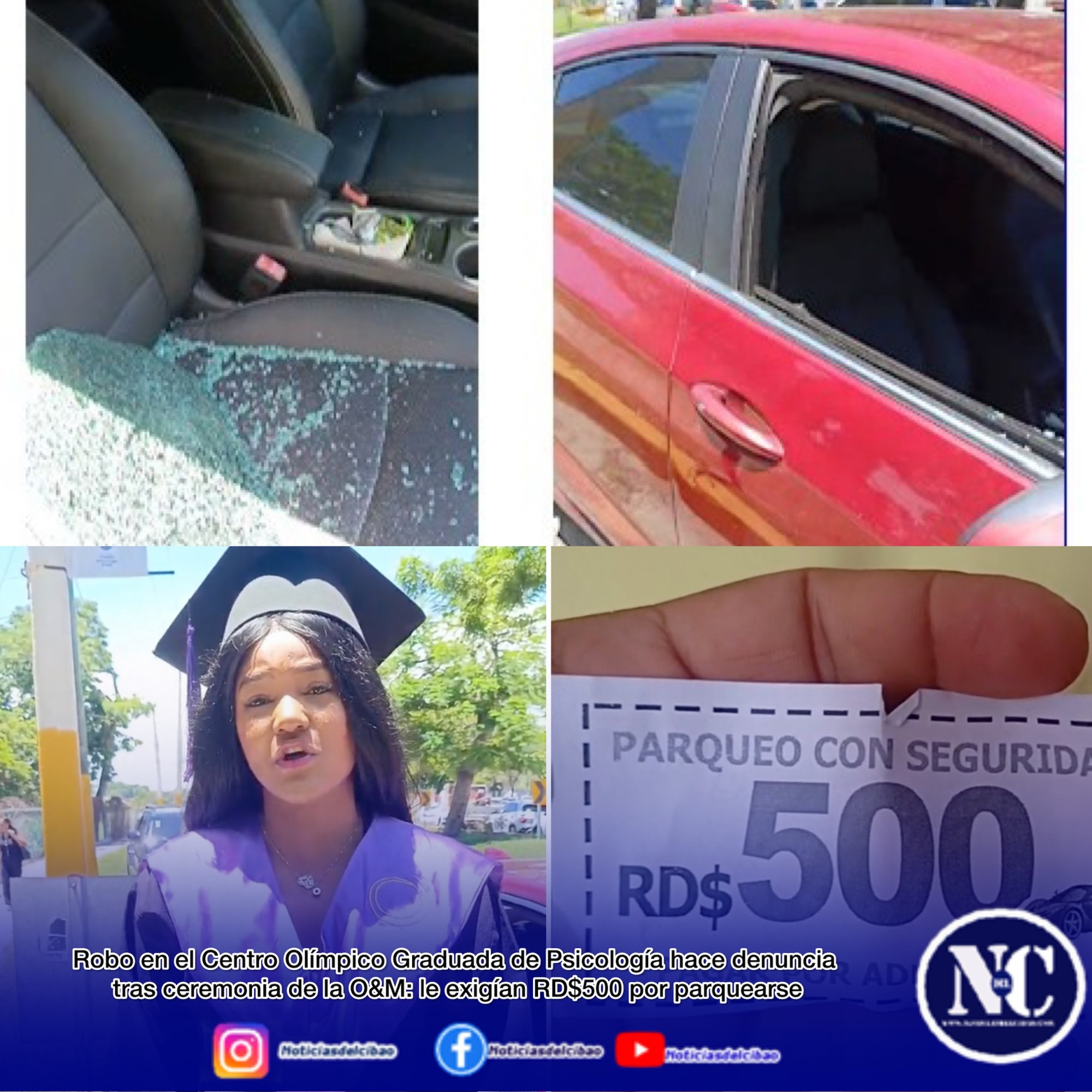 Robo en el Centro Olímpico Graduada de Psicología hace denuncia tras ceremonia de la O&M: le exigían RD$500 por parquearse
