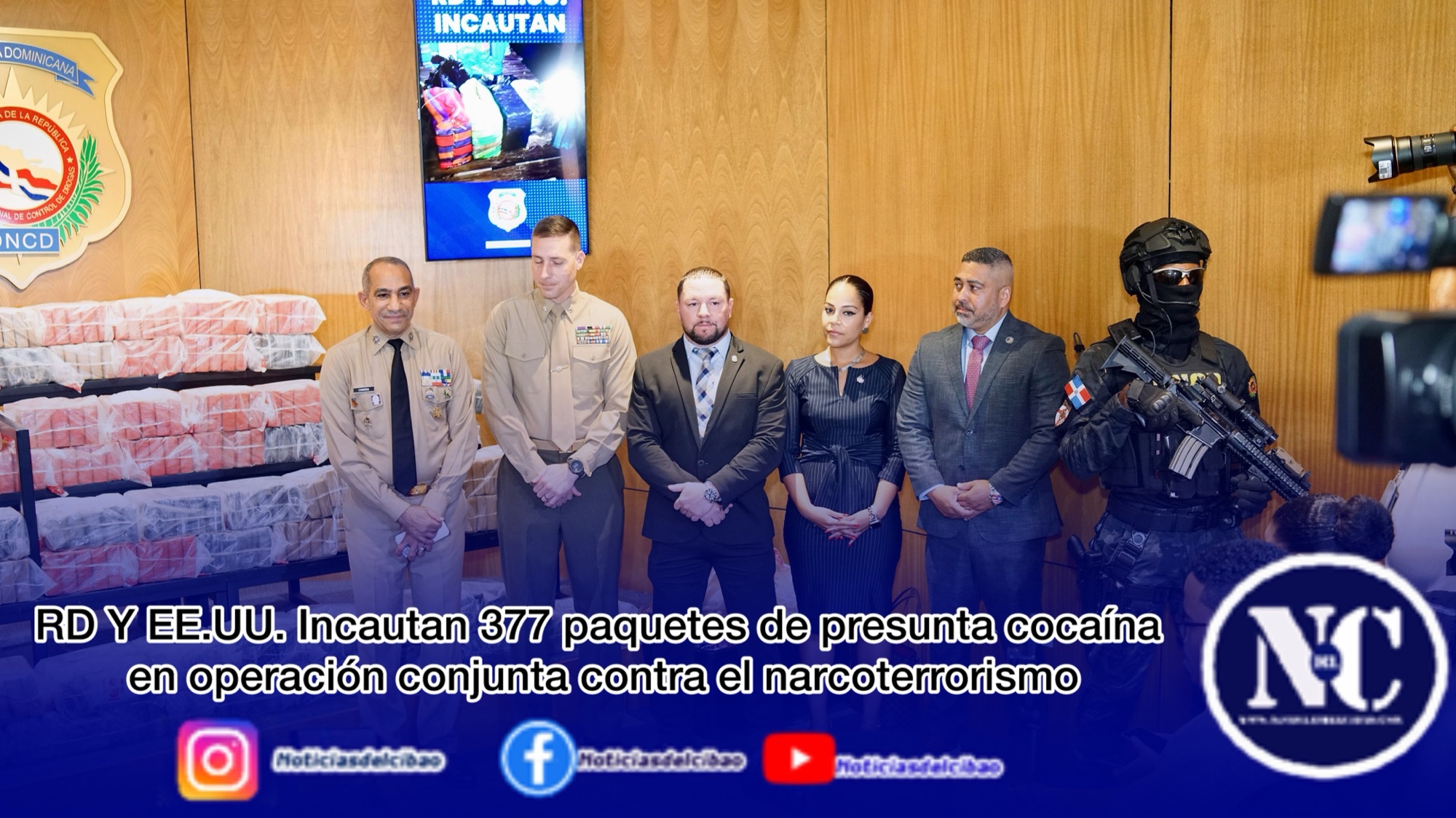 RD Y EE.UU. Incautan 377 paquetes de presunta cocaína en operación conjunta contra el narcoterrorismo