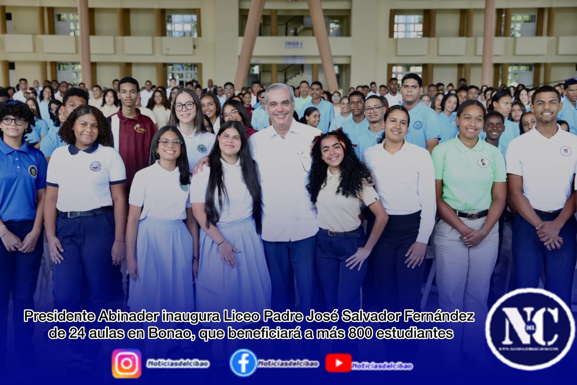 Presidente Abinader inaugura Liceo Padre José Salvador Fernández de 24 aulas en Bonao, que beneficiará a más 800 estudiantes