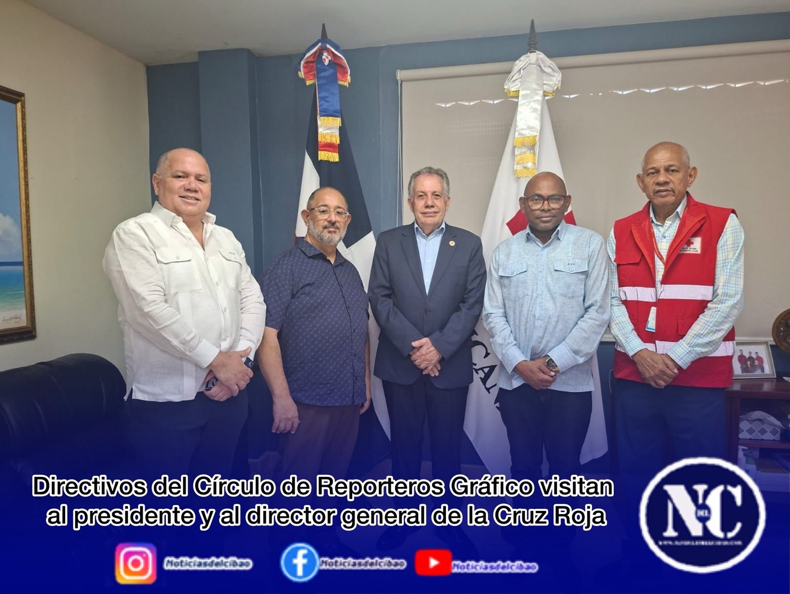 Directivos del Círculo de Reporteros Gráfico visitan al presidente y al director general de la Cruz Roja